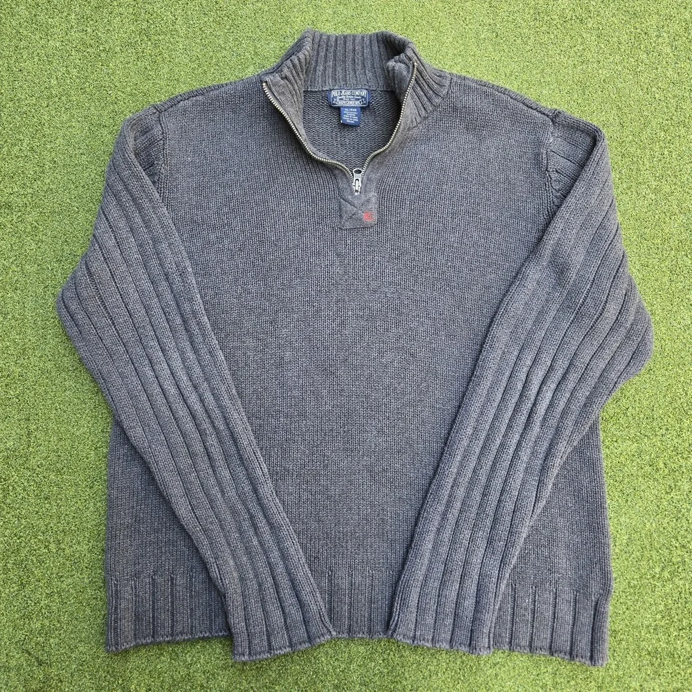 Ralph Lauren Polo jeans company Sweater Men's XL gray 1/4 Zip Long Sleeve